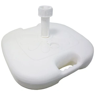 Imagen de SF SAVINO FILIPPO base soporte de resina plástica dura blanca para sombrilla con depósito rellenable cuadrado esquinas redondeadas y adaptador poste, Color blanco.