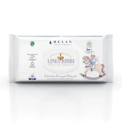 Imagen de Helan, Linea Bimbi Bio, Toallitas Bebé y Niño Naturales, Humedas Detergente con Extractos de Caléndula Manzanilla, Desinfectantes Bebés Niños 60 piezas Made in Italy