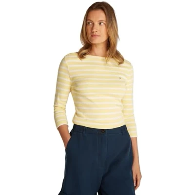 Imagen de Tommy Hilfiger NEW CODY SLIM BOAT Camiseta de manga larga, Mujer, Talla: XS, Citronella/ecru