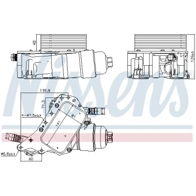 Imagen de NISSENS 91339 Radiador de aceite con alojamiento del filtro RENAULT: Espace 5, MEGANE IV Berlina, 3 Coupe