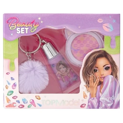 Imagen de Depesche 12729 TOPModel Beauty and Me Set de Belleza, Sombra Ojos Brillante en Lata y Brillo Labios Morado con Colgante Peluche, Multicolor, Small