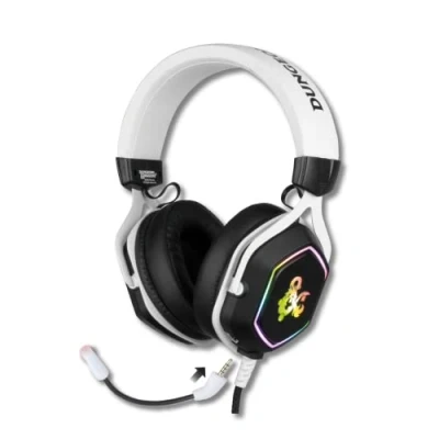Imagen de Konix Dungeons &amp; Dragons Auriculares gaming con Cable D20 para PC Altavoces de 50 mm Micrófono USB 2 m Retroiluminación Negro y rojo