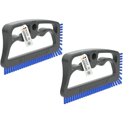 Imagen de FUGINATOR® Juego de 2 cepillos para juntas en gris/azul cepillo Limpieza baño, aseo, cocina, etc. azulejos pared y suelo Práctico