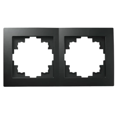Imagen de marco ESTILO Para cajas de interruptor, enchufe 2 vías, doble, negro mate