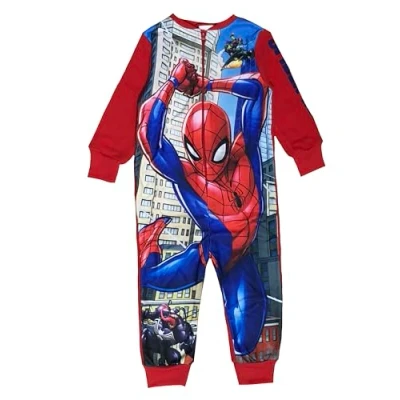 Imagen de Marvel Spiderman Ultimate Pijama de forro polar todo en uno para niños, diseño Los Vengadores, rosso, 9 10 Years