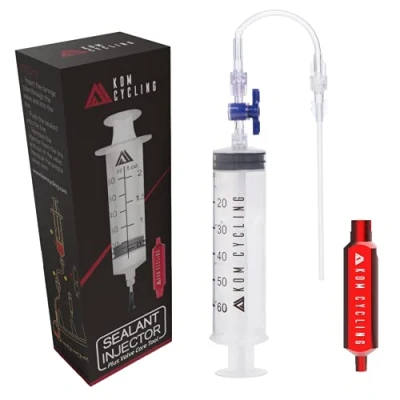 Imagen de KOM Cycling Jeringuilla para inyectar líquido «Tubeless», con herramienta de extracción válvula Presta, sellante