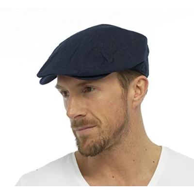 Imagen de gorra de algodón y lino para hombre, estilo vintage, diseño ligero, plana, Tom Franks azul marino L / XL