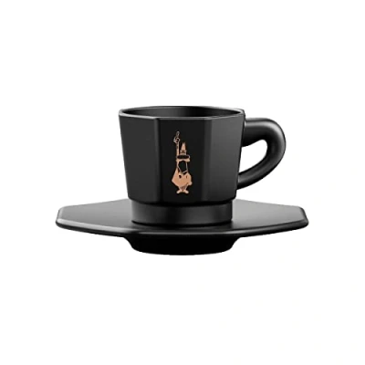 Imagen de Bialetti Tazzine Ottagonali Cups, Porcelain, Matt Black and Rose Gold, 4