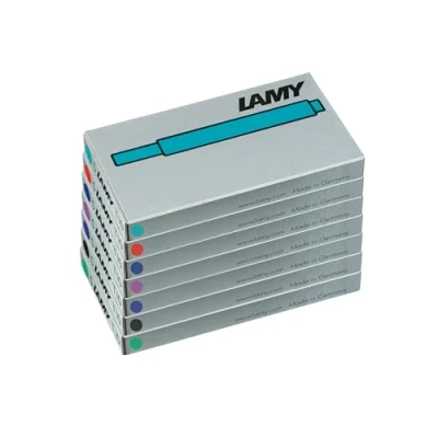 Imagen de Lamy Juego de 7 cartuchos tinta T10 con gran reserva tinta, adecuado para todos los modelos pluma estilográfica Contenido: 1,25 ml por cartucho 5 unidades paquete