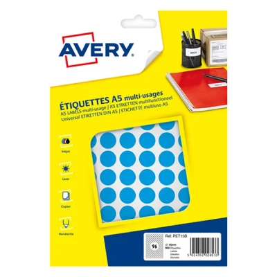 Imagen de Avery pet15b Funda de 960 Pastilles diámetro 15 mm A5 azul