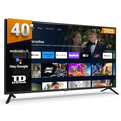 Imagen de TD Systems Smart TV 40 Pulgadas Full HD, Hey Google Chromecast, Television TDT Android 11, Modelo 2024, Televisor con 3 años de garantía PRIME40C19GLE