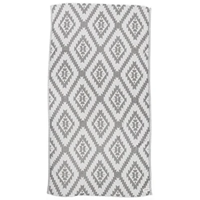 Imagen de Bersuse 100% Algodon Zipolite Toalla Turca Fouta de Playa y Baño Doble Capa Diseño Tribus Etnicas, Oeko Tex 95 x 175 cm, Gris Plata
