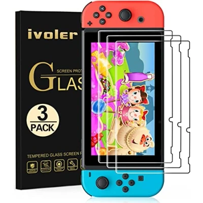 Imagen de ivoler [3 Unidades Protector de Pantalla para Nintendo Switch, Cristal Vidrio Templado Premium