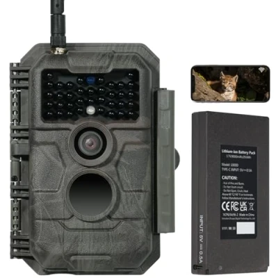 Imagen de GardePro E6P Cámara de Caza, WiFi, Batería Recargable 8000mAh, 64MP 1296P H.264, Camara Fototrampeo con Visión Nocturna, Amplio Campo 110
