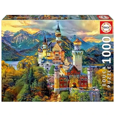 Imagen de Educa Castillo de Neuschwanstein, &#039;Dream City Art&#039; Puzzle 1000 Piezas para Adultos. Medidas: 68 x 48 cm. Incluye Cola Fix Puzzle. A Partir 14 años (19933)