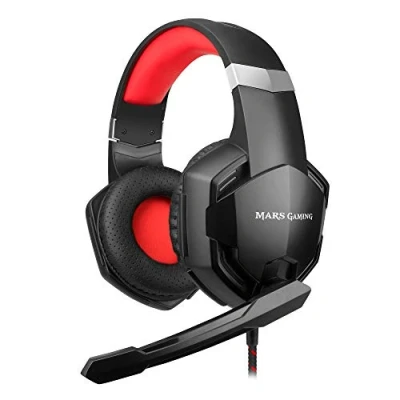 Imagen de Mars Gaming MHX Negro, Cascos con Micrófono, Superbass, Cancelación Ruido