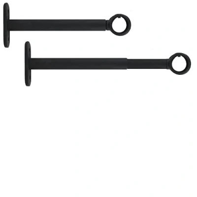 Imagen de 2 soportes de pared extensibles y ajustables para barra cortina, ø 20 mm, longitud 15 19,5 cm, color negro, (1 juego barra)