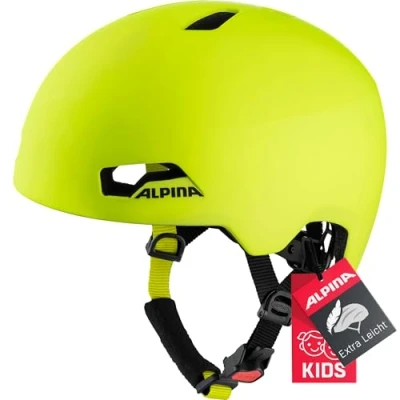 Imagen de ALPINA HACKNEY Casco de bicicleta ligero, irrompible y con aire acondicionado óptimo LED reajustable para niños, visible en mate, 51 a 56 cm