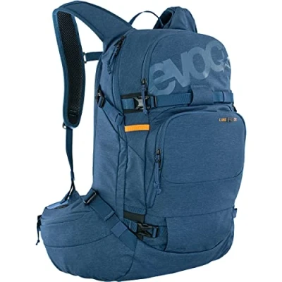 Imagen de Mochila de trekking EVOC LINE PRO 20 (protección LITESHIELD PLUS, compartimento bolsillo hidratación, correa hombro aislada, para avalanchas, portaesquís y snowboard) azul denim