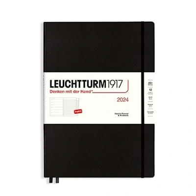 Imagen de LEUCHTTURM1917 367694 Agenda semanal y cuaderno de notas Master (A4+) 2024, 12 meses, Negro, Inglés