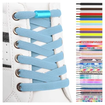 Imagen de SULPO cordones elásticos planos sin atar coloridos de cierre rápido zapatillas deporte elasticos niños atacadores