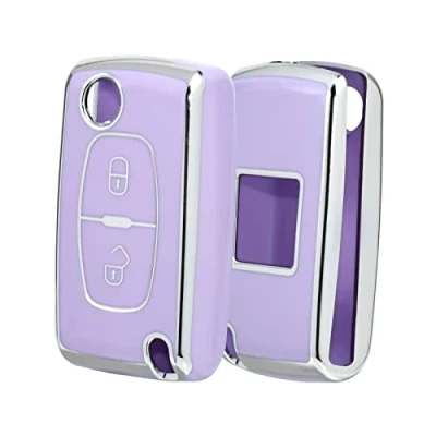 Imagen de OFFCURVE Funda Llave Coche Carcasa Llaves, TPU Mando para Citroen C1 C2 C3 C4 C5 Picasso Peugeot 107 206 207 307 308 406 407 607 2/3 Boutons