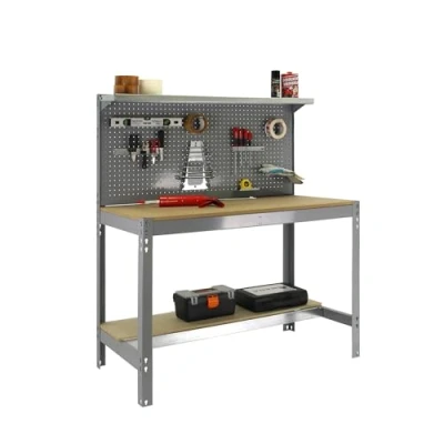 Imagen de Simon Rack Banco de Trabajo Taller, Capacidad Carga 600 kg, 1445x1210x610 mm, Mesa Trabajo, Gris/Madera BT3