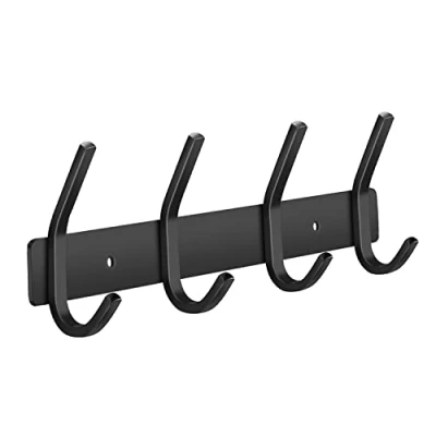 Imagen de JOLY FANG Perchero de Pared, Ganchos Percheros Pared Acero Inoxidable, Perchas Ideal para Dormitorio Baño (4 Gancio, Negro)