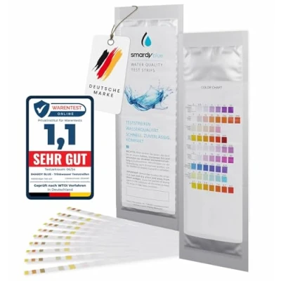 Imagen de smardy 9en1 Tiras de Prueba Agua Potable 10x Test Strips Piscina Probador para del Grifo Reactivas Dureza ph Cloro Nitrato