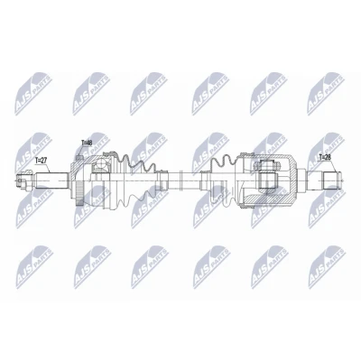 Imagen de NTY NPW KA 415 Árbol de transmisión Eje delantero, derecha 975mm KIA: Carens III (UN) 2.0 CRDi 115, 140, 135 2006