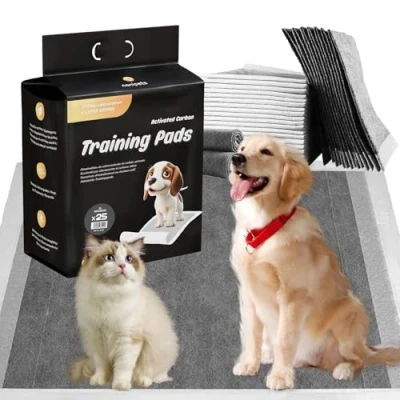 Imagen de Nanipets® Empapadores Perros De carbón Activado, Almohadillas Entrenamiento SÚPer Absorbentes Y a Prueba Fugas, 60*90cm Alfombrillas HigiÉNica para Mascotas Gruesas Extra Grandes, 25 Unidades