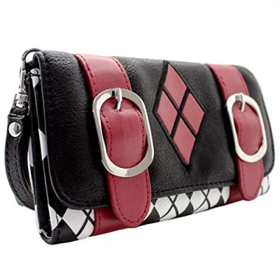 Imagen de Suicide Squad Hebilla de Diamante Cartera/Billetera Tri Fold con Bolsillo para Monedas &amp; Tarjetero, Negro