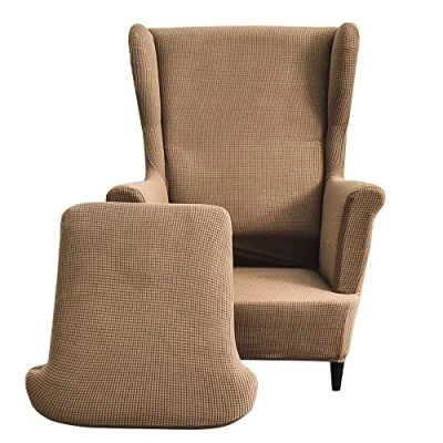 Imagen de CHNSHOME Fundas de Sillón orejero elástica 1 Plaza Funda para sillas Orejas 2 Piezas Cubre sillones orejeros con Respaldo alas Camello