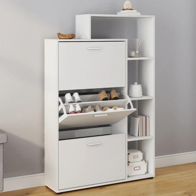 Imagen de IDMarket Zapatero KLARK 3 puertas con estante blanco