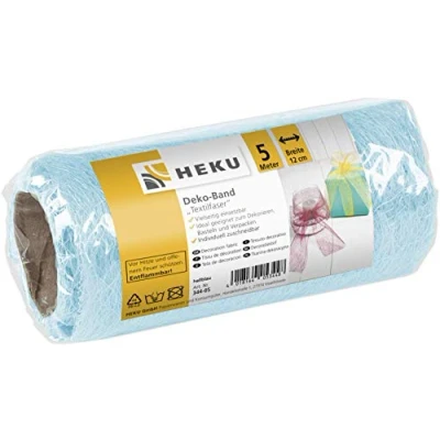 Imagen de Heku 30344 05: Cinta decorativa de fibra textil, azul claro, 5 m, Algodón, 5m x 12 cm