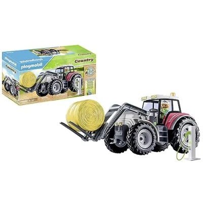 Imagen de PLAYMOBIL Country 71305 Tractor Grande con Accesorios, eléctrico Techo abatible y estación de Carga E, Juguetes para niños a Partir 4 años