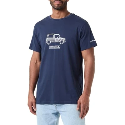 Imagen de CITROËN O103084 A184 Camiseta Mehari Sketch&amp;Story Impresión Ancha y Logotipo en la Parte Superior C24S Hombre Deep Blue Talla XXL, Blue, XXL