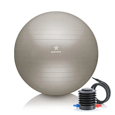 Imagen de BODYMATE Pelota de Ejercicio para Fitnes con Sistema antirreventones bombín Bola Yoga Pilates y Balón Sentarse Balon Fitness