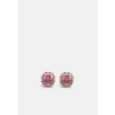 Imagen de Swarovski Pendientes de botón Birthstone, Talla cuadrada, Octubre, Rosas, Baño rodio