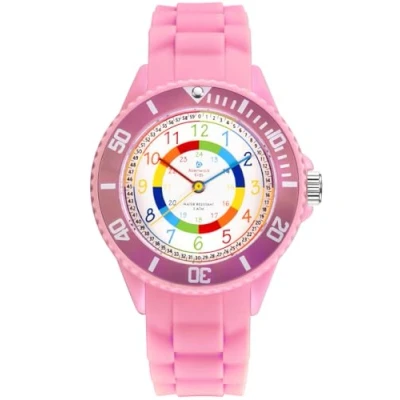 Imagen de Alienwork Kids Reloj de Aprendizaje Infantil Niña Pink Pulsera Silicona Abigarrado niños Impermeable 5 ATM Tiempo Aprender