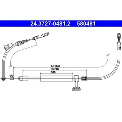Imagen de ATE 24.3727 0481.2 Cable de Freno Mano 1140
