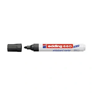 Imagen de edding 660 marcador para pizarras blancas negro 1 rotulador punta redonda 1,5 3 mm pizarra blanca, borrado en seco flipchart, tablón de notas recargable