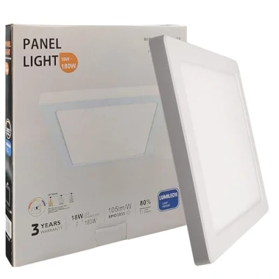 Imagen de FactorLED Plafón Led Techo Cuadrado Blanco, 18W (180W), 1800Lm, Lámpara Empotrable Ajustable, Opción Superficie y Downlight, Luz Blanca seleccionable 3000K 4000K 6000K, 217x18mm (18, Vatios)