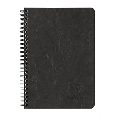 Imagen de Clairefontaine 785661 C Age Bag Libreta de espiral (A5, 3 bolsillos, rayas, 60 hojas), color negro