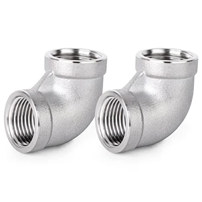 Imagen de ERGAOBOY 2 piezas 304 conectores de codo 90 grados acero inoxidable, accesorios tubería BSP hembra 1/2 &quot;x 1/2&quot;