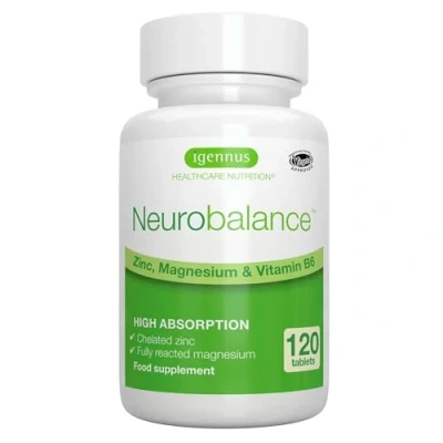 Imagen de Neurobalance ZMB6 Suplemento de Picolinato Zinc, Citrato Magnesio y Vitamina B6: función cognitiva, muscular, energética más, 120 comprimidos, Igennus