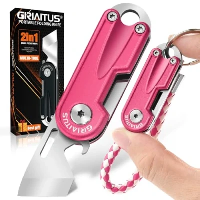 Imagen de regalos para mujer, navaja de bolsillo multiusos 2en1 multiherramienta con Cuchillo Abrebotellas Llavero navidad Regalo cumpleaños