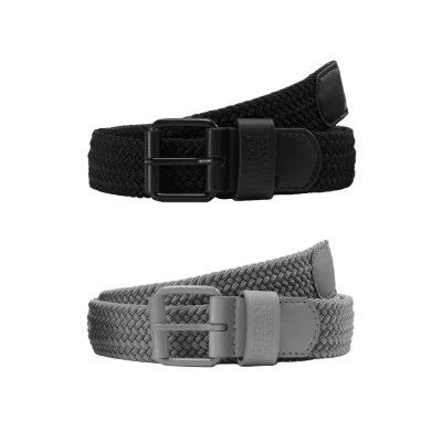 Imagen de Urban Classics Elastic BELT 2 PACK Cinturón trenzado, Hombre, Talla: L/XL, Black/grey