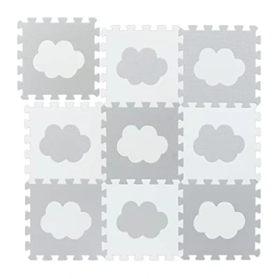 Imagen de Relaxdays Alfombra Puzle Bebé, Diseño Nubes, 18 Piezas, de Goma EVA sin Sustancias Nocivas, 91,5x91,5 cm, Blanco y Gris, PE, PEVA, Set 9