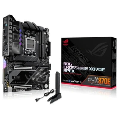 Imagen de ASUS ROG Crosshair X870E Apex Placa Base AMD ATX, 18+2+2 etapas de Potencia, Ranuras DDR5, PCIe 5.0 Compatible con GPU próxima generación, Cinco M.2, Wi Fi 7, USB4, overclocking IA